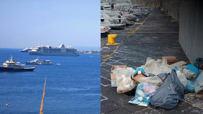 Yacht e rifiuti a Giardini Naxos: multa da 600 euro per abbandono di spazzatura sul lungomare