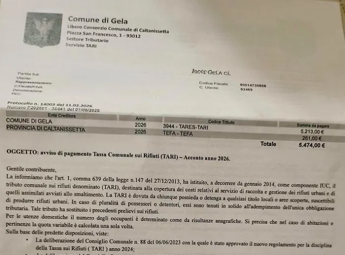 Gela,  il Comune  &egrave; in dissesto e invia cartelle Tari  anche alle associazioni 