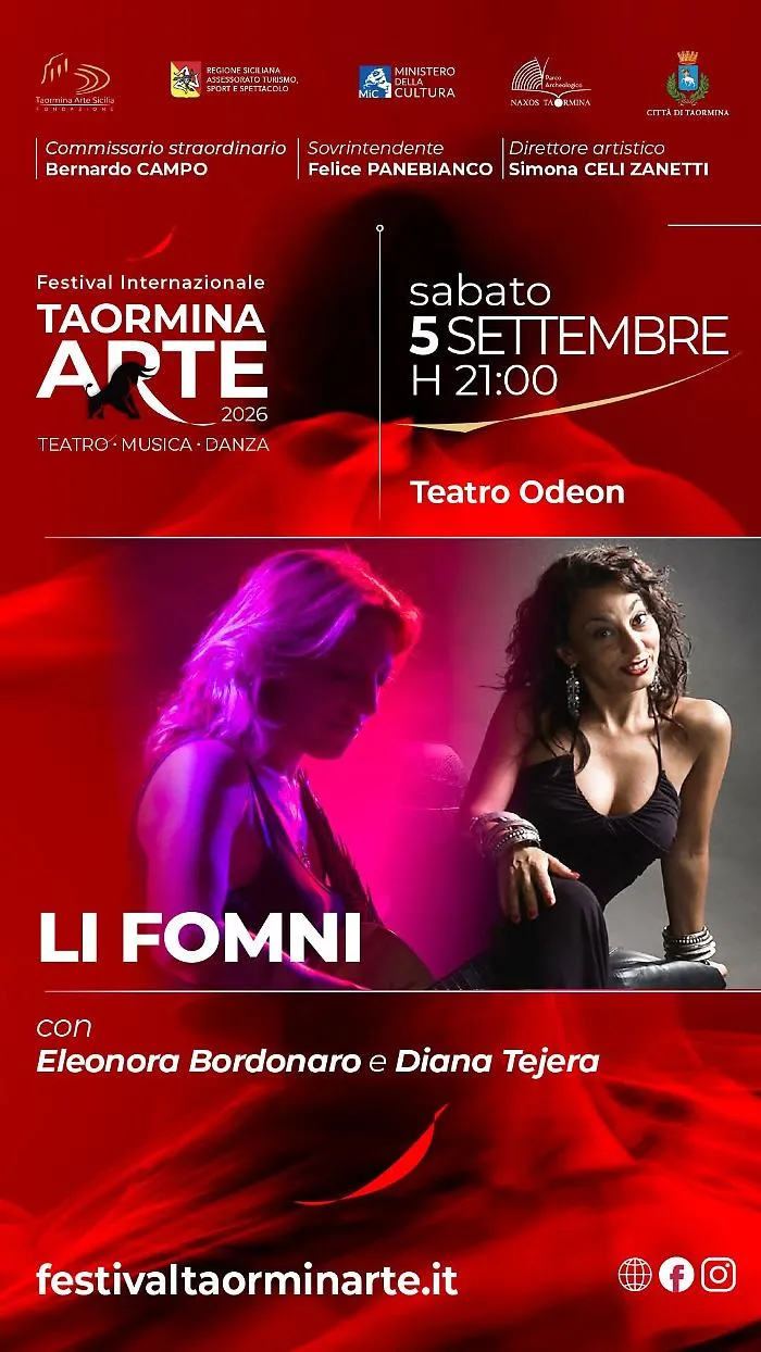 Eleonora Bordonaro e Diana Tejera al Teatro Odeon con &ldquo;Li Fomni&rdquo;: il 5 settembre il nuovo appuntamento musicale del Festival Internazionale Taormina Arte