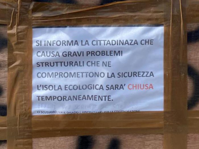 L&rsquo;isola ecologica resta ancora chiusa dopo il ciclone.  &laquo;Riapertura prevista per mercoled&igrave;&raquo;