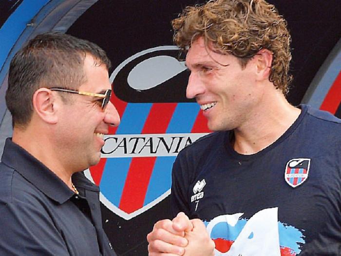 Il patron Pelligra e il capitano del Catania Di Tacchio