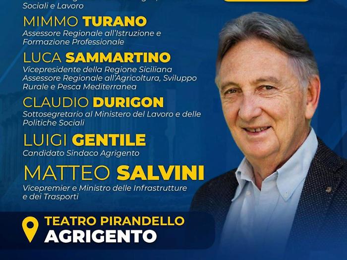 Agrigento, il comizio di Salvini al teatro Pirandello col candidato sindaco leghista: il no dopo i veleni
