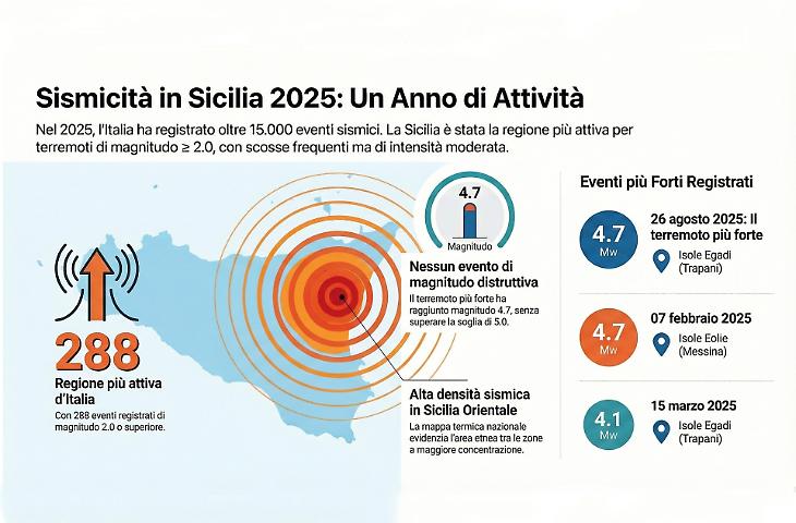 In Sicilia nel 2025 cinque terremoti ogni settimana: che cosa ci dicono i dati dell'Ingv