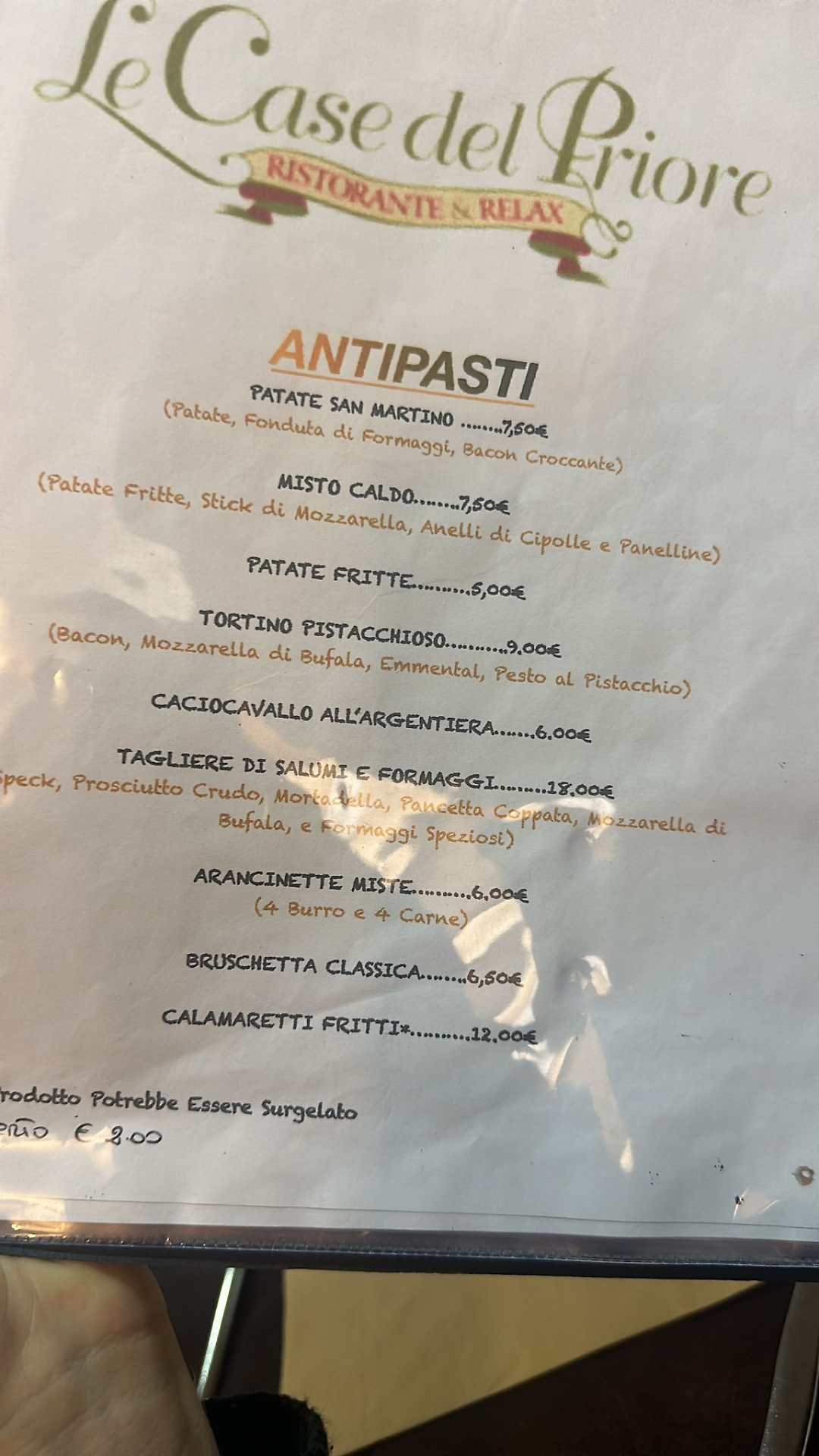 Il menù dell'opposizione